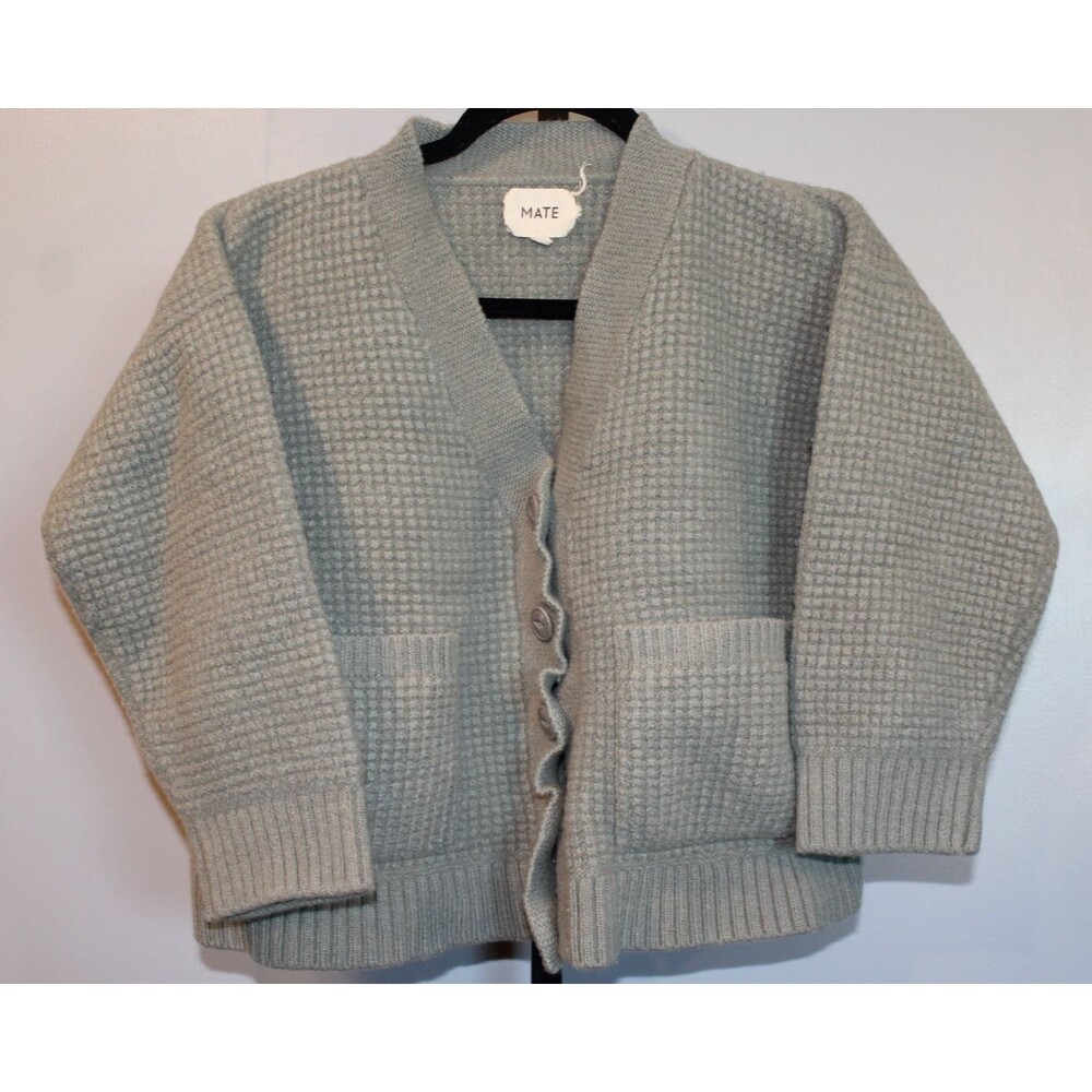 MATE The Label‎ Alpaca Cotton Cropped Cardigan NWOT SAGE GREEN SZ S $198
